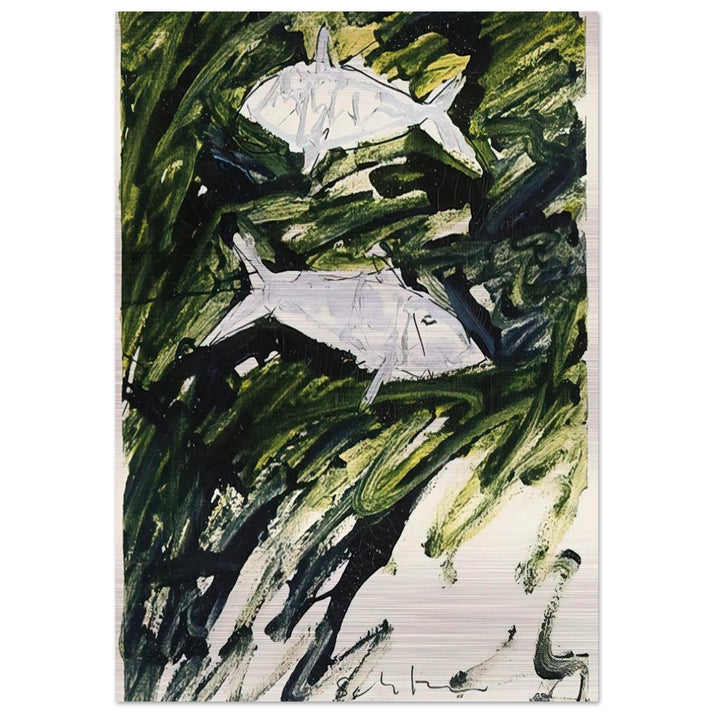 Pesci - 1982 - Mario Schifano Brushed Aluminum Print - 70x100 cm / 28x40 inches | Mario Schifano Aluminum Print | Mario Schifano Prints