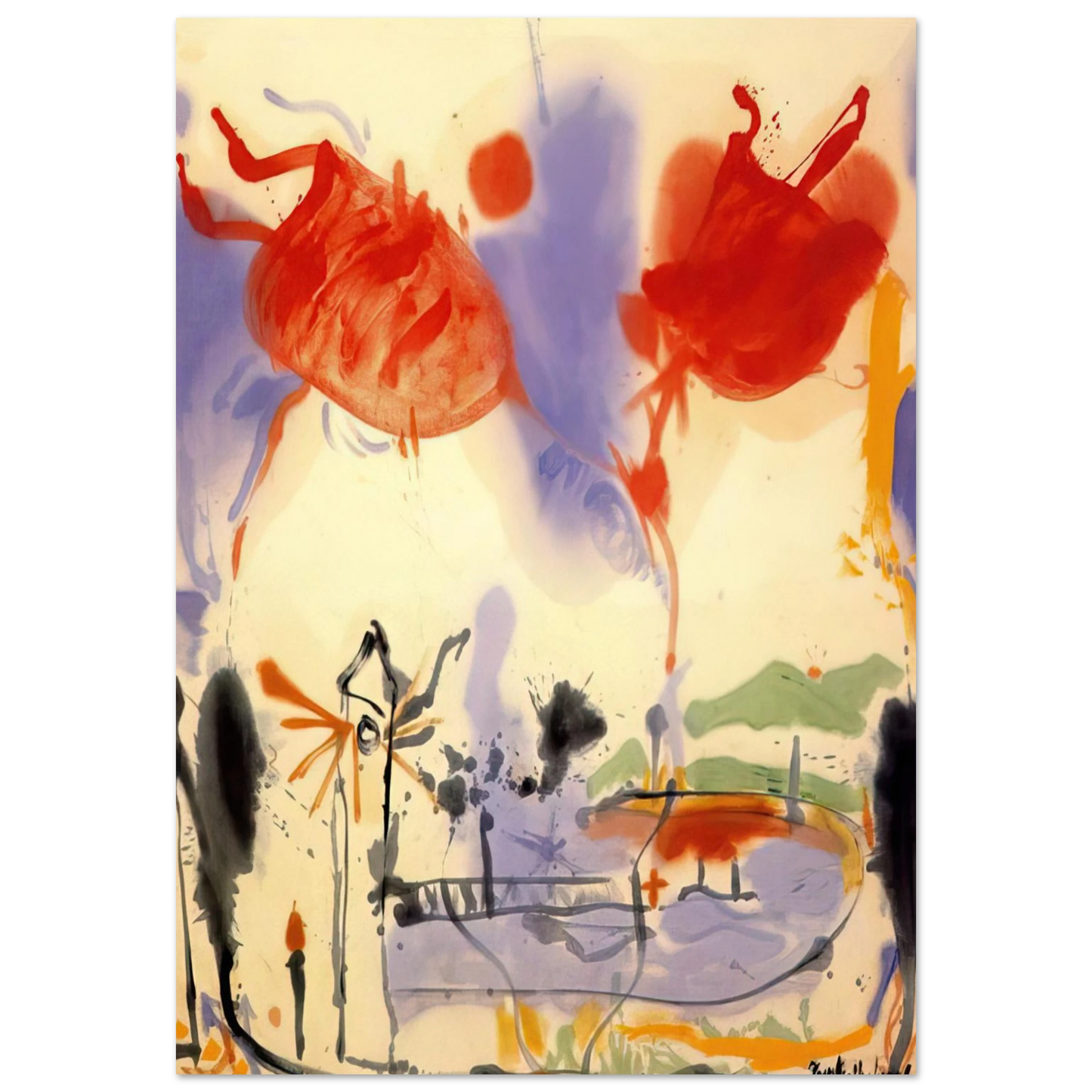 Helen Frankenthaler - Round Trip - 1957 Wall art - 13x18 cm / 5x7 inches - Fine Art Poster - -