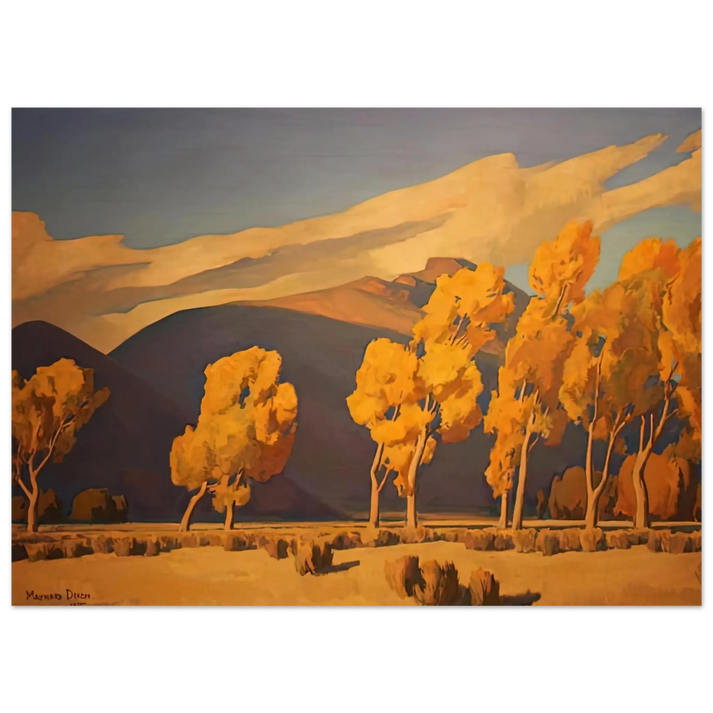 Maynard Dixon - NOVEMBER IN NEVADA 1935 Wall art - 28x43 cm / XL (11x17 Inches) - Premium Wooden Framed Poster With Fine Art Paper - Wood frame