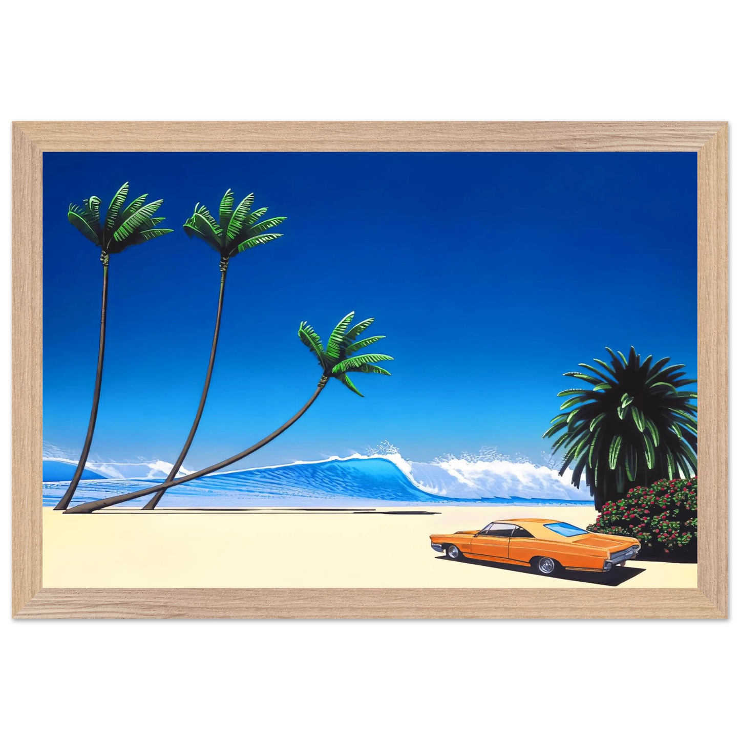 Hiroshi Nagai - Impender Beach Wall Art - 60x80 cm / 24x32 inches - Premium Wooden Framed Poster With Fine Art Paper - Wood frame