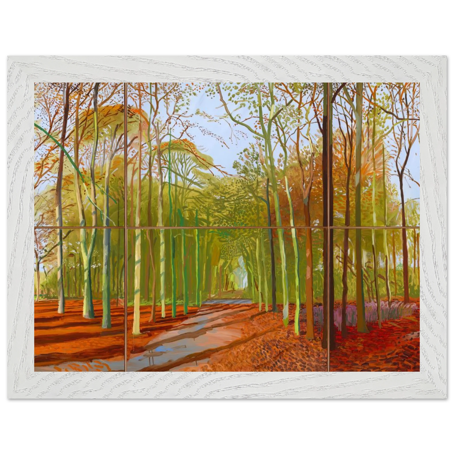 David Hockney - Woldgate Woods, 21, 23 & 29 November 2006 - 27x35 cm / 11x14 inches - Premium Wooden Framed Poster With Fine Art Paper-canvas - Wood frame