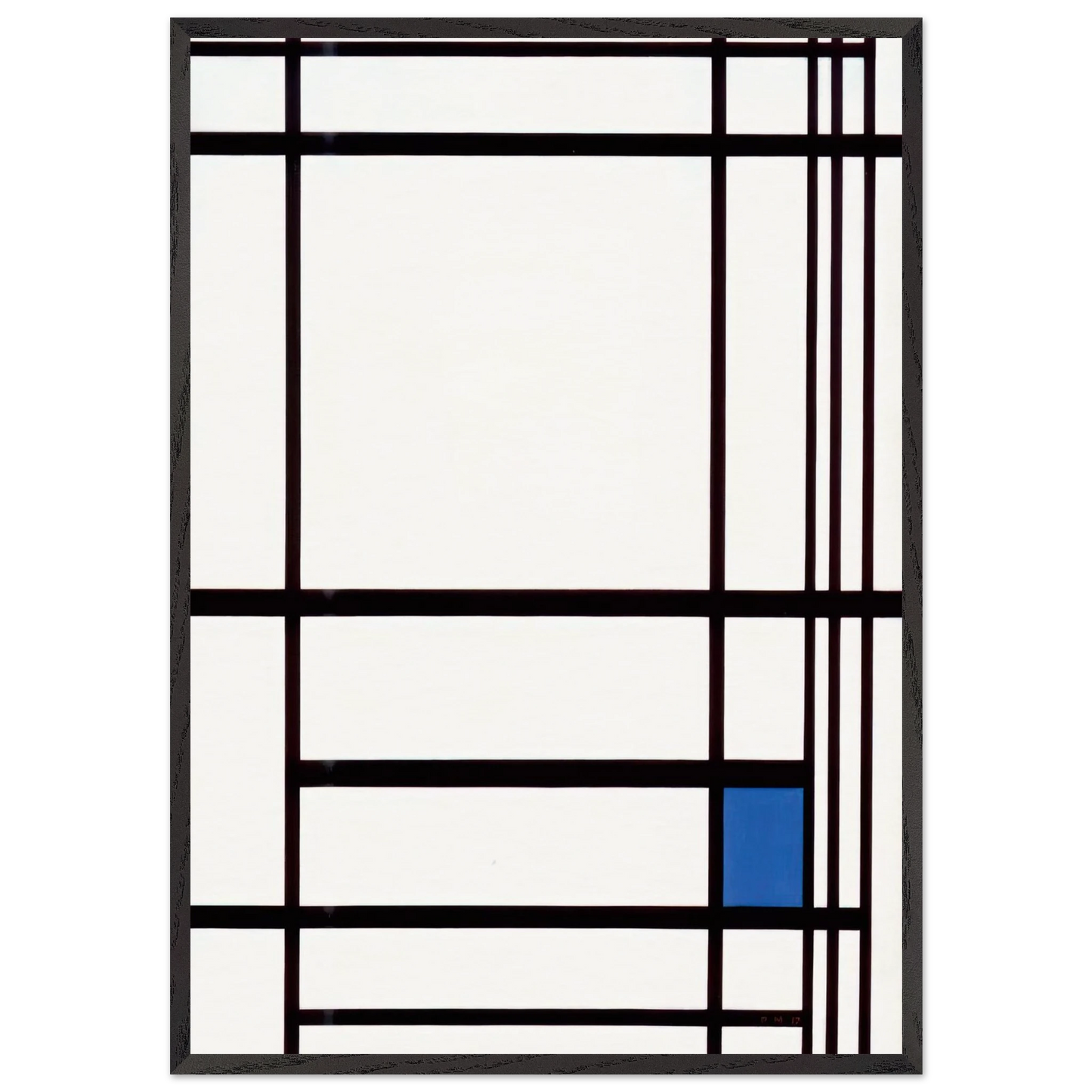 Composition with Blue - Piet Mondrian 70x100 cm / 28x40 inches Framed Art Print – Black Wooden Frame