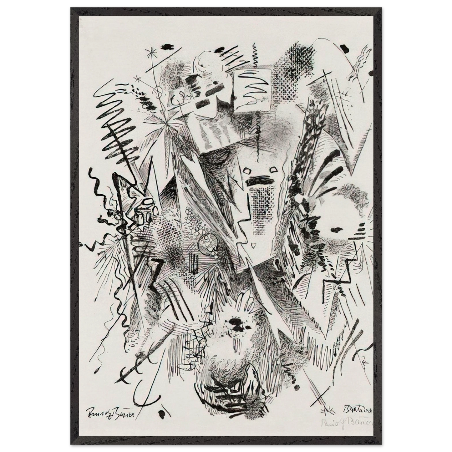 BANTAMA 1921 - Rudolf Bauer 70x100 cm / 28x40 inches Framed Art Print – Black Wooden Frame