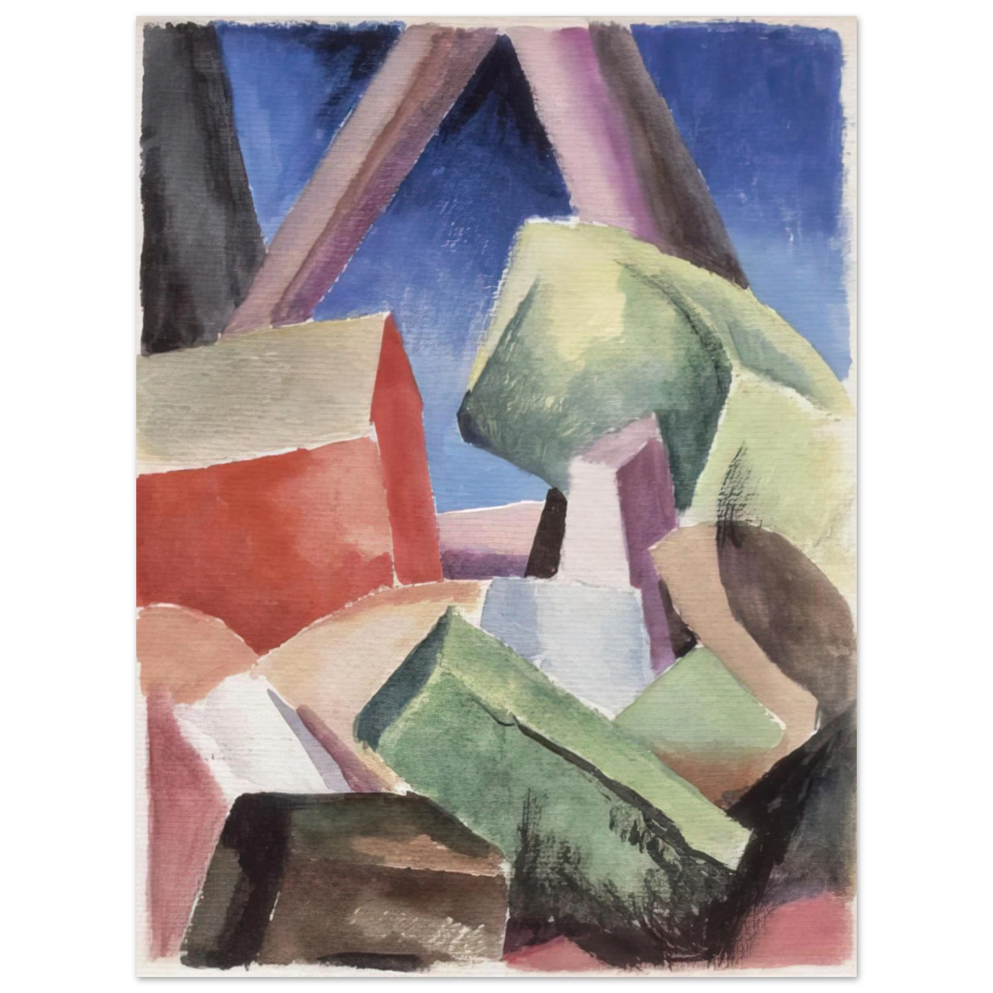 Thomas Hart Benton - HOUSE IN CUBIST LANDSCAPE 1920 Fine Art Poster - Default Title