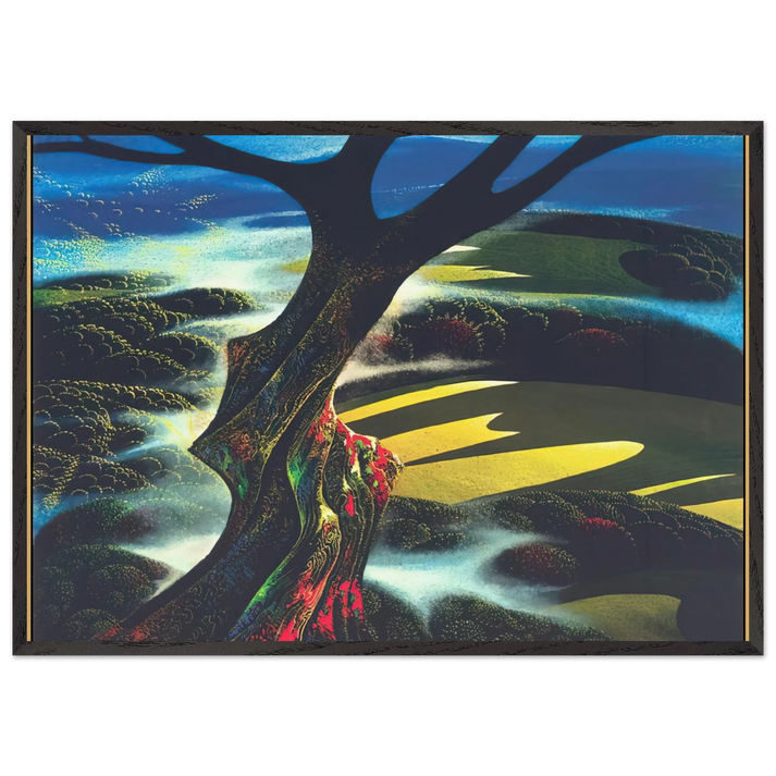 Autumn Shadows - Eyvind Earle 70x100 cm / 28x40 inches Framed Art Print – Black Wooden Frame