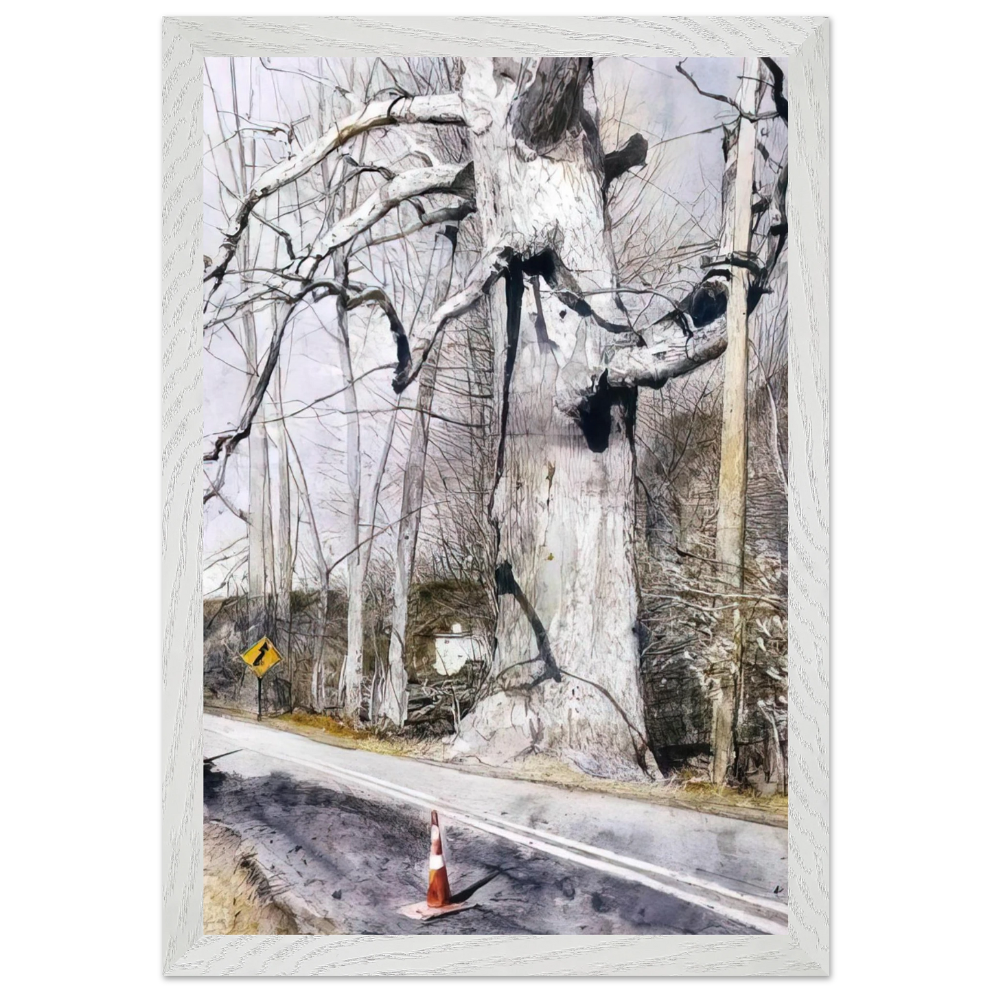 Andrew Wyeth - WALKING STICK Wall Art - 60x80 cm / 24x32 inches - Premium Wooden Framed Poster With Fine Art Paper - White frame