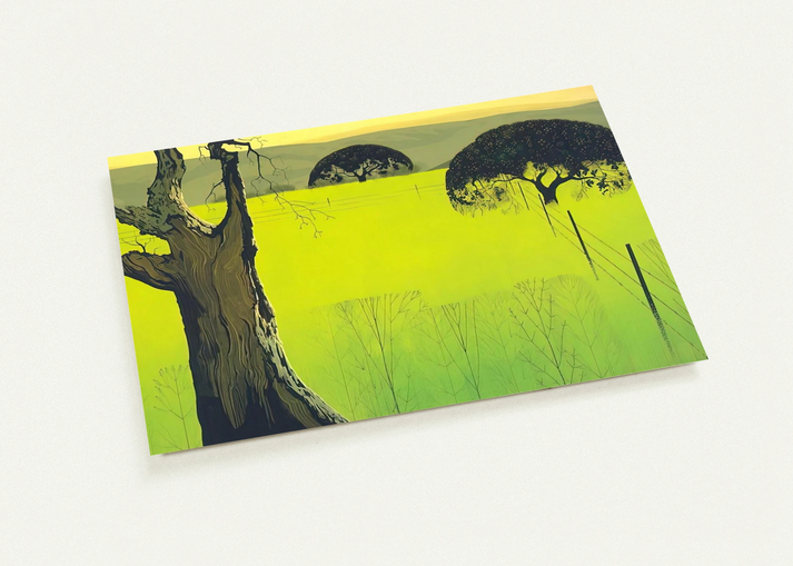 Mustard Field By Eyvind Earle Pack of 10 Post Cards | Eyvind Earle Post Cards | A6 (10.5 x 14.8 cm) - 4.1 x 5.8 inches