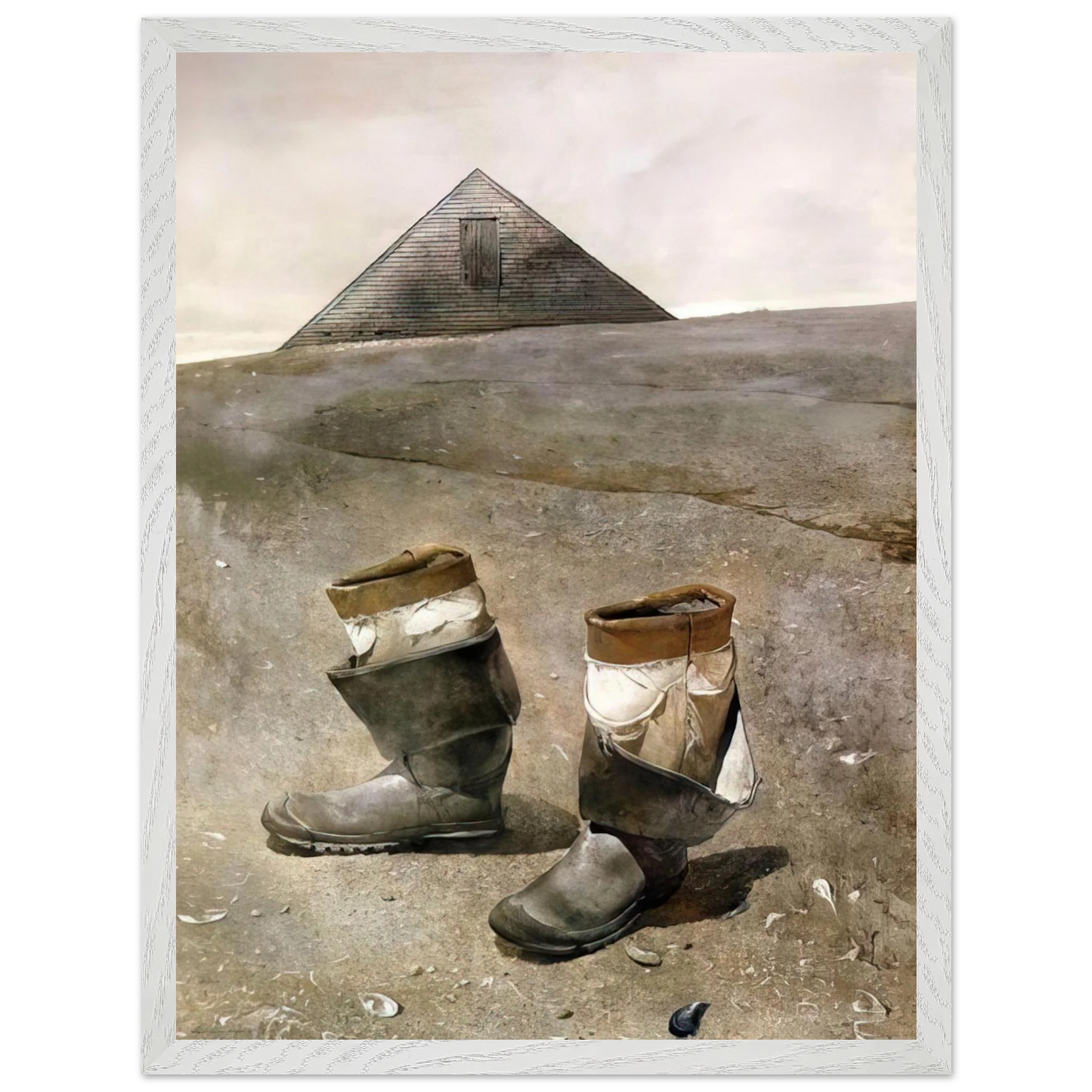 Andrew Wyeth - SEA BOOTS Wall Art - 30x40 cm / 12x16 inches - Premium Wooden Framed Poster With Fine Art Paper - Black frame