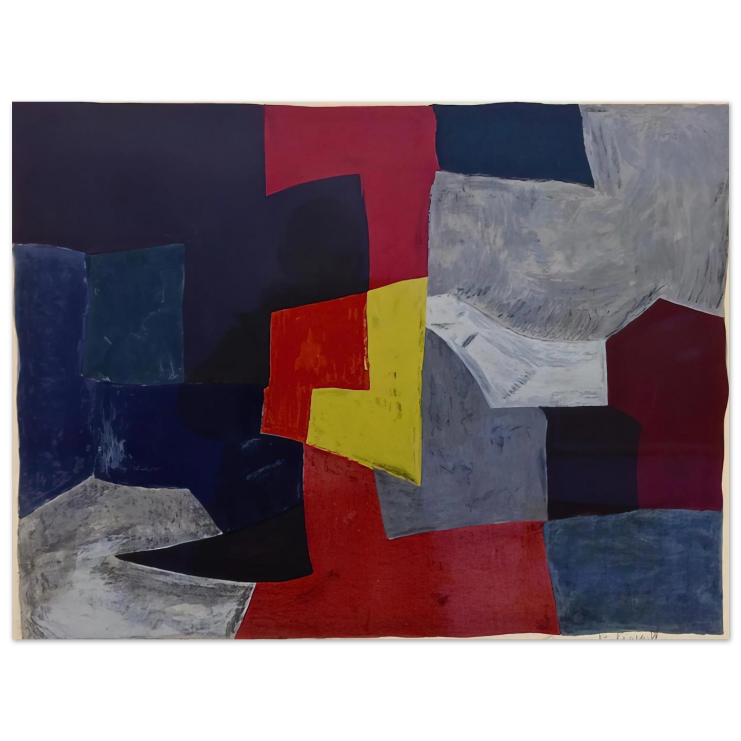 Serge Poliakoff - Composition grise, rouge et jaune - 1960 Fine Art Poster - Default Title