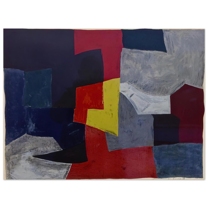 Serge Poliakoff - Composition grise, rouge et jaune - 1960 75x100 cm / 30x40inches Fine Art Poster