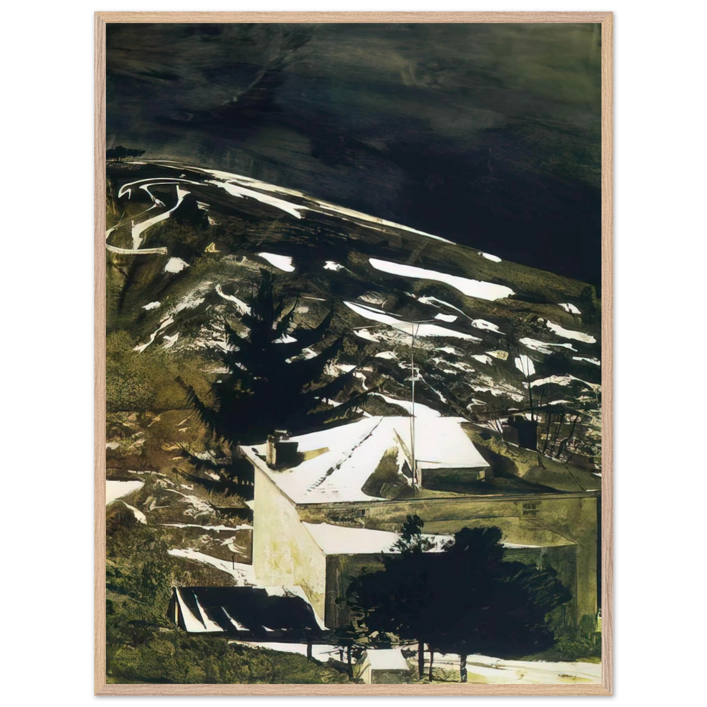 Andrew Wyeth - WOLF MOON 1975 Wall Art - 30x40 cm / 12x16 inches - Premium Wooden Framed Poster With Fine Art Paper - Wood frame
