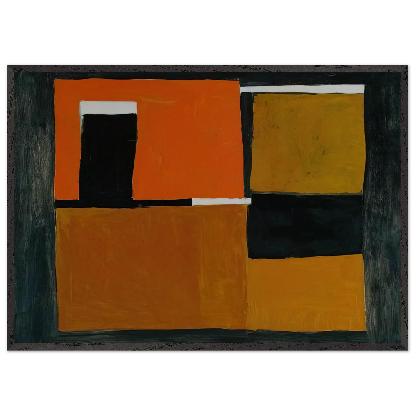 Orange Black and White Composition - 1953 - William Scott 70x100 cm / 28x40 inches Framed Art Print – Black Wooden Frame
