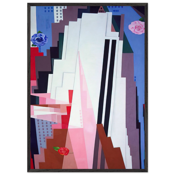 Manhattan - Georgia OKeeffe 70x100 cm / 28x40 inches Framed Art Print – Black Wooden Frame