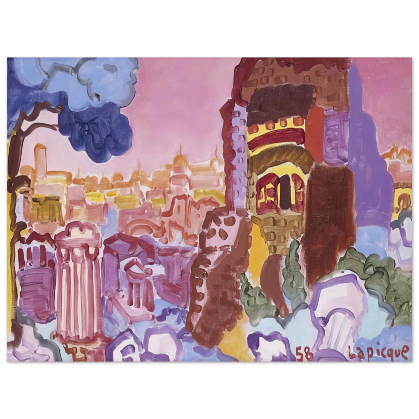 Charles Lapicque - Le Mont Palatin - 1958 Fine Art Poster - Default Title