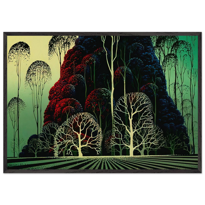 Eucalyptus Forest - Eyvind Earle 70x100 cm / 28x40 inches Framed Art Print – Black Wooden Frame