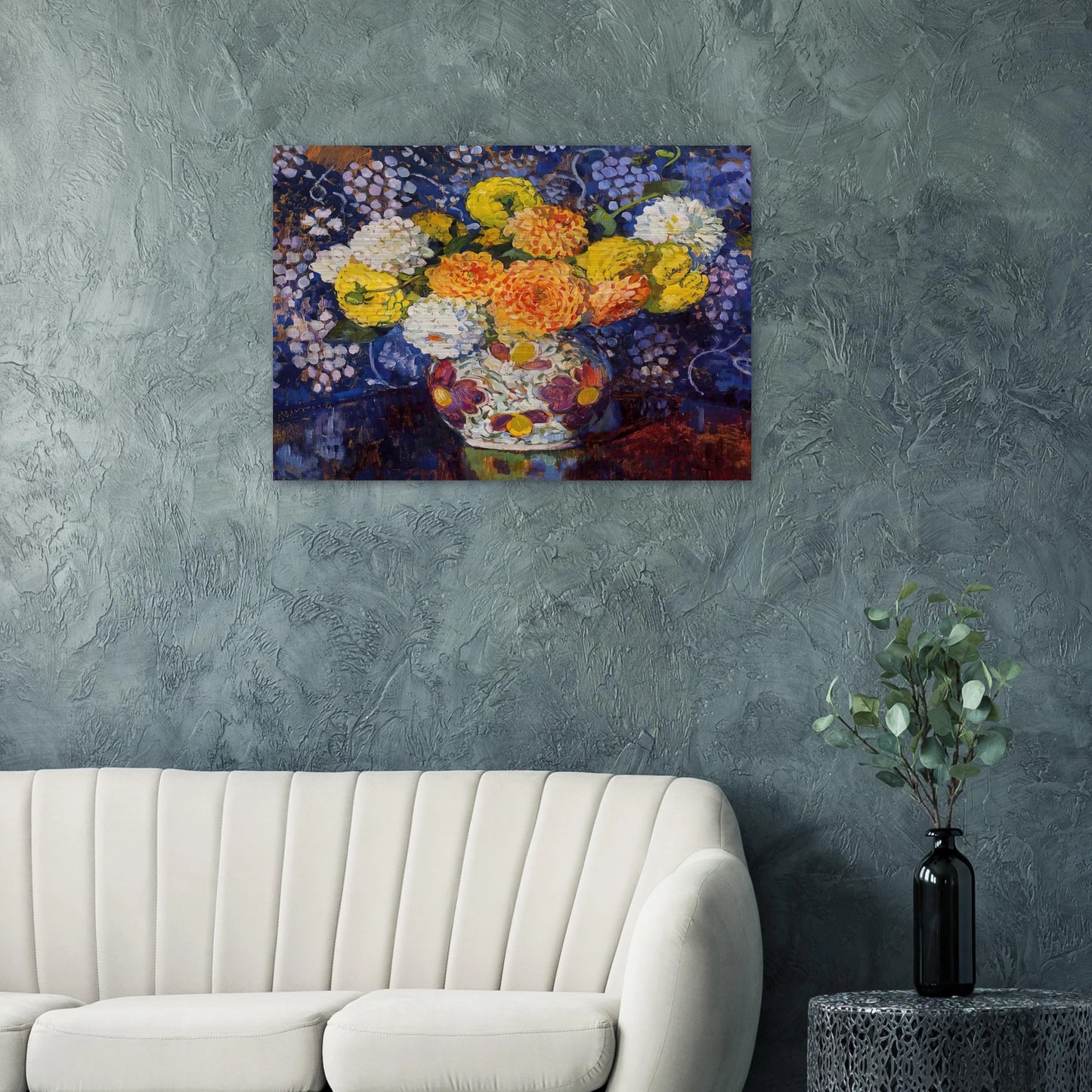 VASE OF FLOWERS 1907 - Theo van Rysselberghe Brushed Aluminum Print - 70x100 cm / 28x40 inches | Theo van Rysselberghe Aluminum Print | Theo van Rysselberghe Prints
