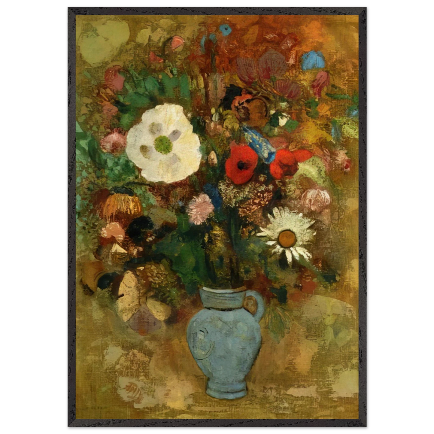 BOUQUET OF FLOWERS 1 - Odilon Redon 70x100 cm / 28x40 inches Framed Art Print – Black Wooden Frame