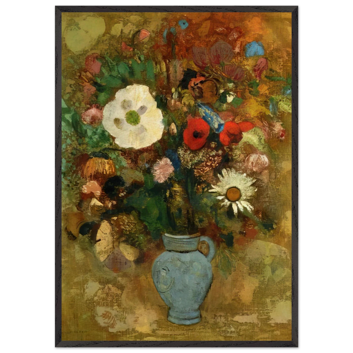 BOUQUET OF FLOWERS 1 - Odilon Redon 70x100 cm / 28x40 inches Framed Art Print – Black Wooden Frame