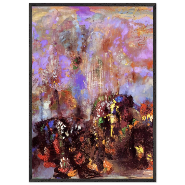 COMPOSITION WITH FLOWERS - Odilon Redon 70x100 cm / 28x40 inches Framed Art Print – Black Wooden Frame