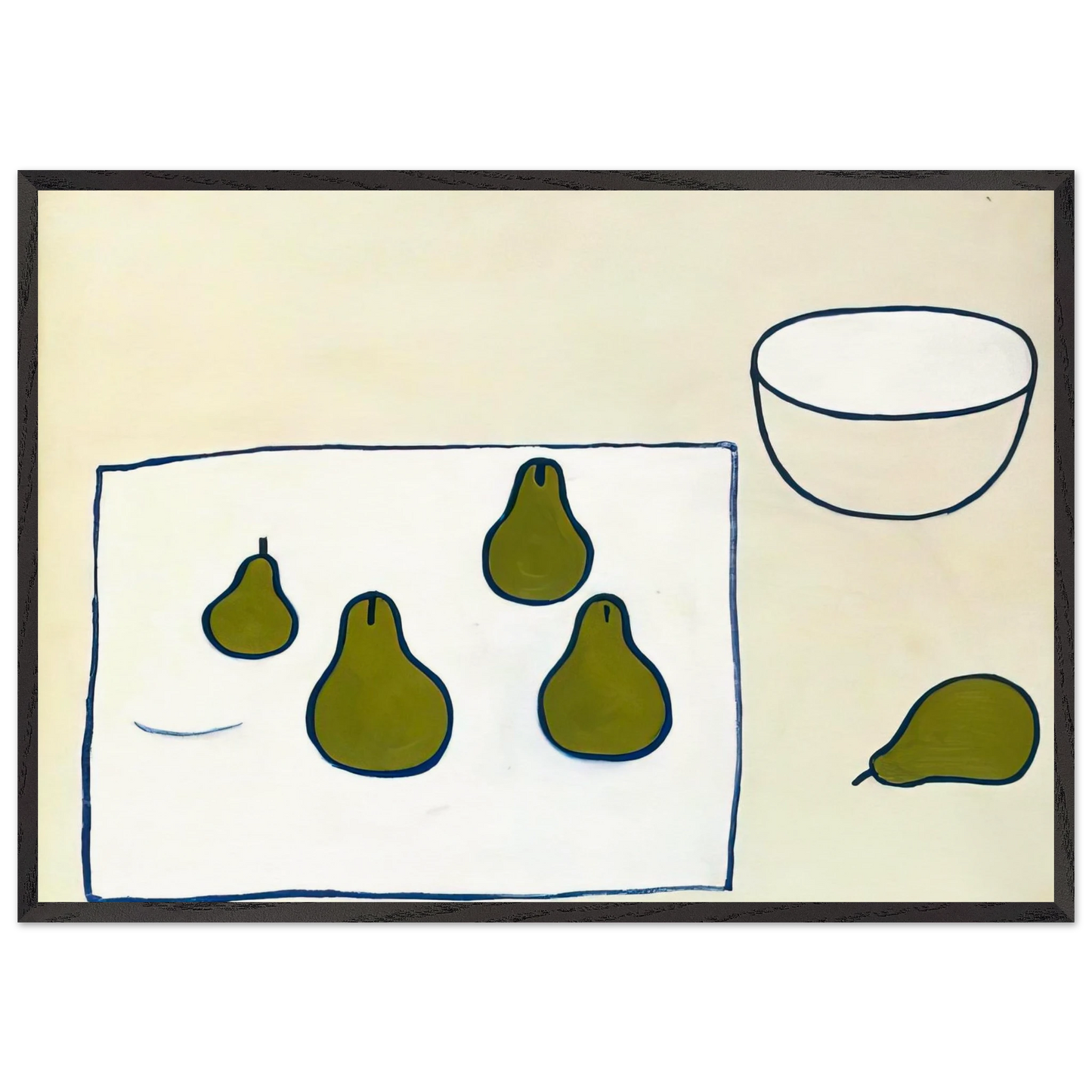 Five Pears - 1976 - William Scott 70x100 cm / 28x40 inches Framed Art Print – Black Wooden Frame