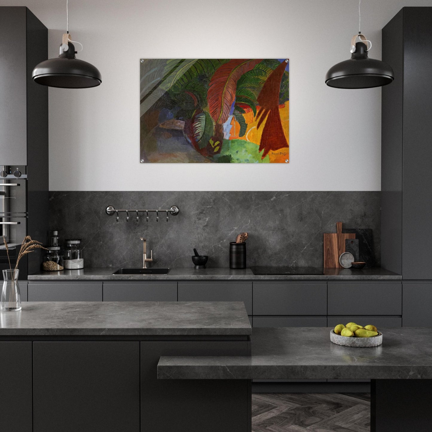 PALM TREES AT MARTIGUES HOMAGE TO GAUGUIN 1910 - Raoul Dufy Acrylic Print - 70x100 cm / 28x40″ inches