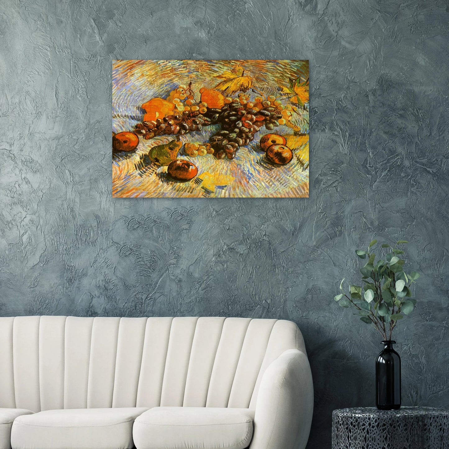 Still Life with Apples, Pears, Lemons and Grapes - Vincent van Gogh Brushed Aluminum Print - 70x100 cm / 28x40 inches | Vincent van Gogh Aluminum Print | Vincent van Gogh Prints