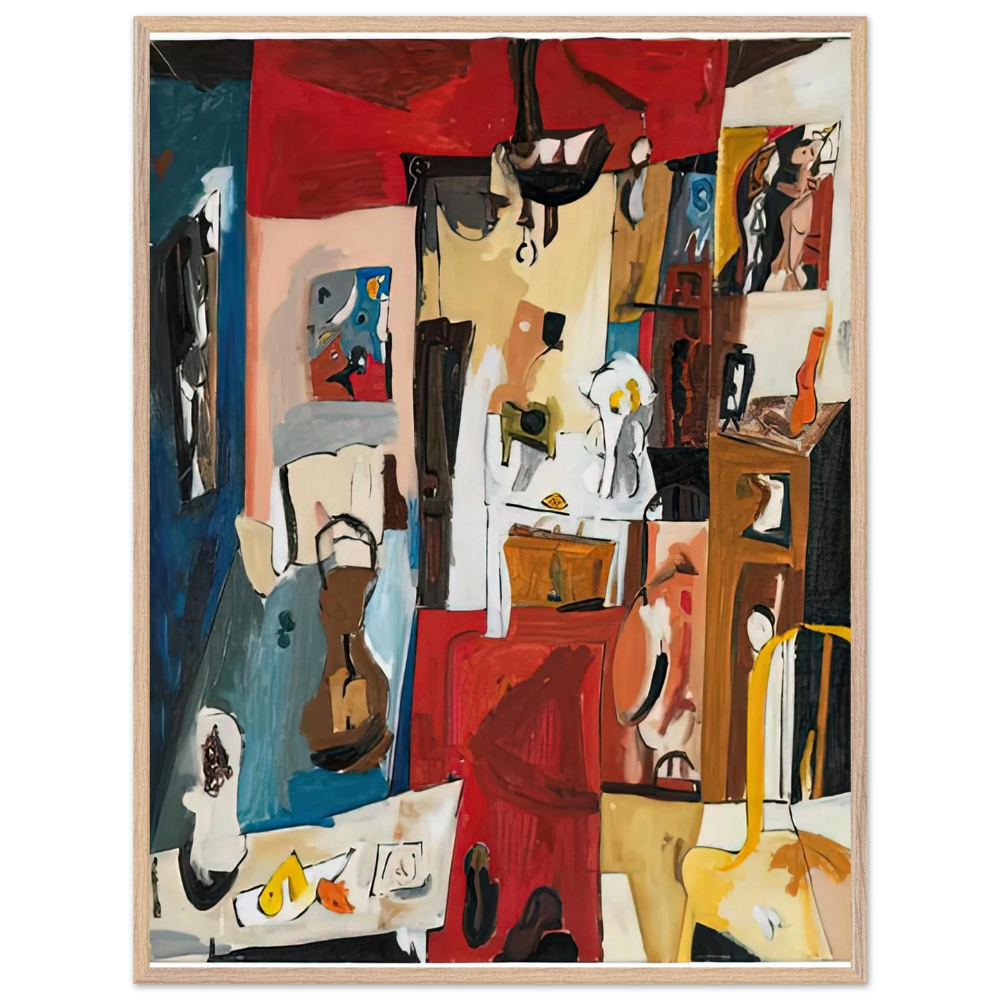 Helen Frankenthaler - 21st Street Studio, 1950- Wall Art - 30x40 cm / 12x16 inches - Premium Wooden Framed Poster With Fine Art Paper - Black frame
