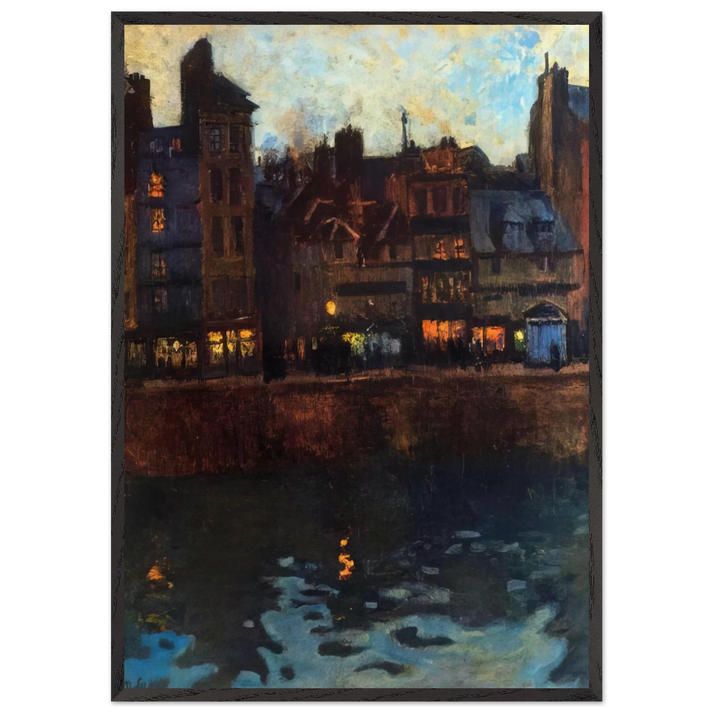 PIER OF LE HAVRE IN THE EVENING 1901 - Raoul Dufy 70x100 cm / 28x40 inches Framed Art Print – Black Wooden Frame