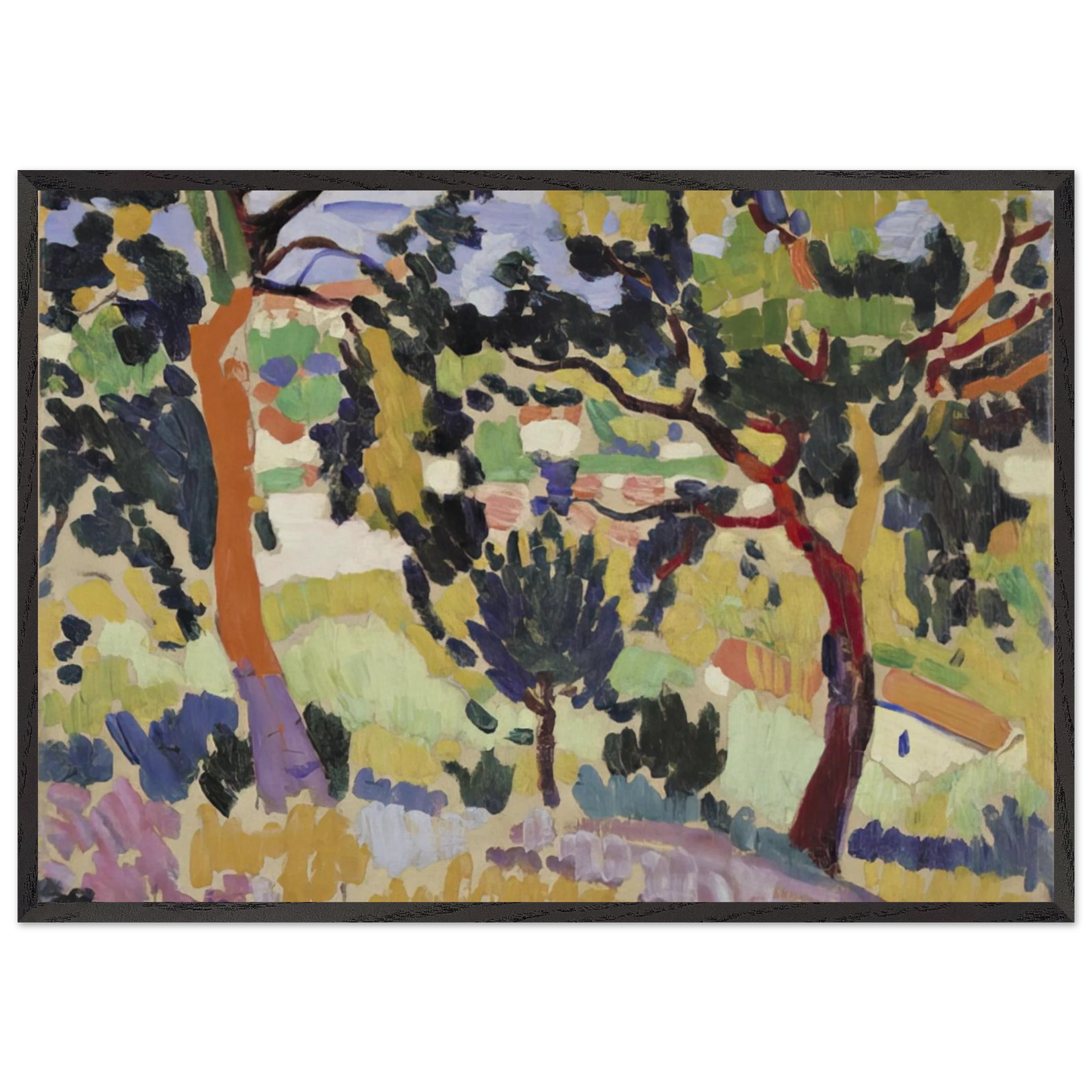 L ESTAQUE 1906 - Andre Derain 70x100 cm / 28x40 inches Framed Art Print – Black Wooden Frame