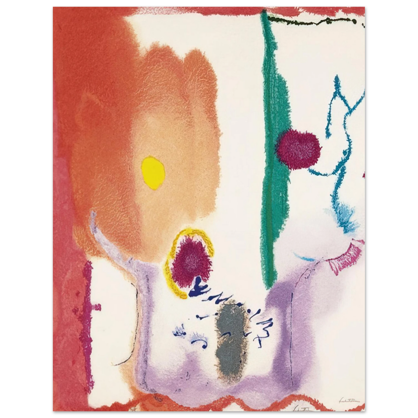 Helen Frankenthaler - Beginnings - 2002 Wall art - 20x25 cm / 8x10 inches - Premium Wooden Framed Poster With Fine Art Paper - Black frame