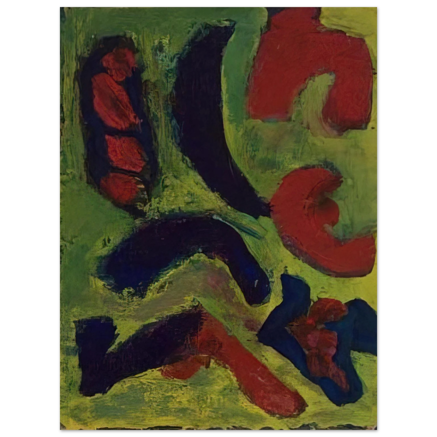 Barnett Newman - Abstract Composition in Green and Red Fine Art Poster - Default Title