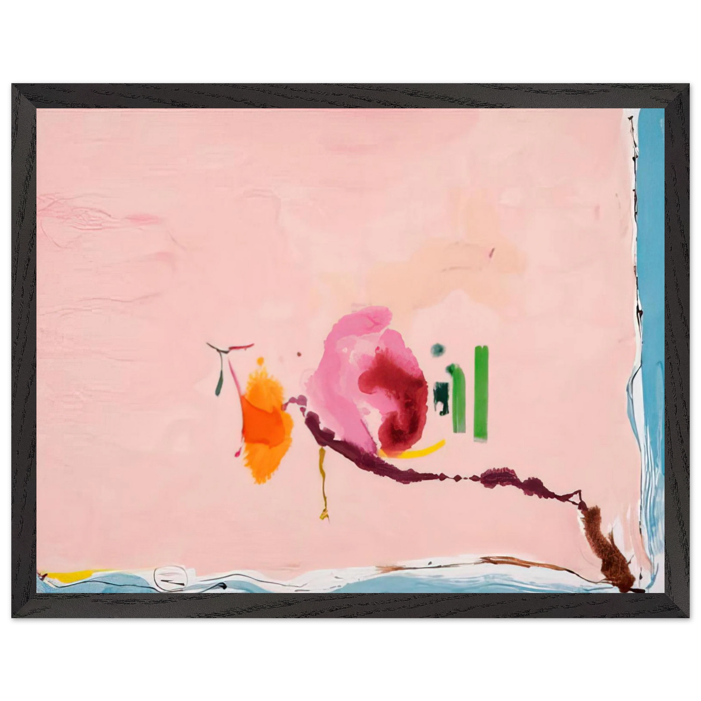 Helen Frankenthaler - Flirt - 1995 Wall art - 20x25 cm / 8x10 inches - Premium Wooden Framed Poster With Fine Art Paper - Wood frame