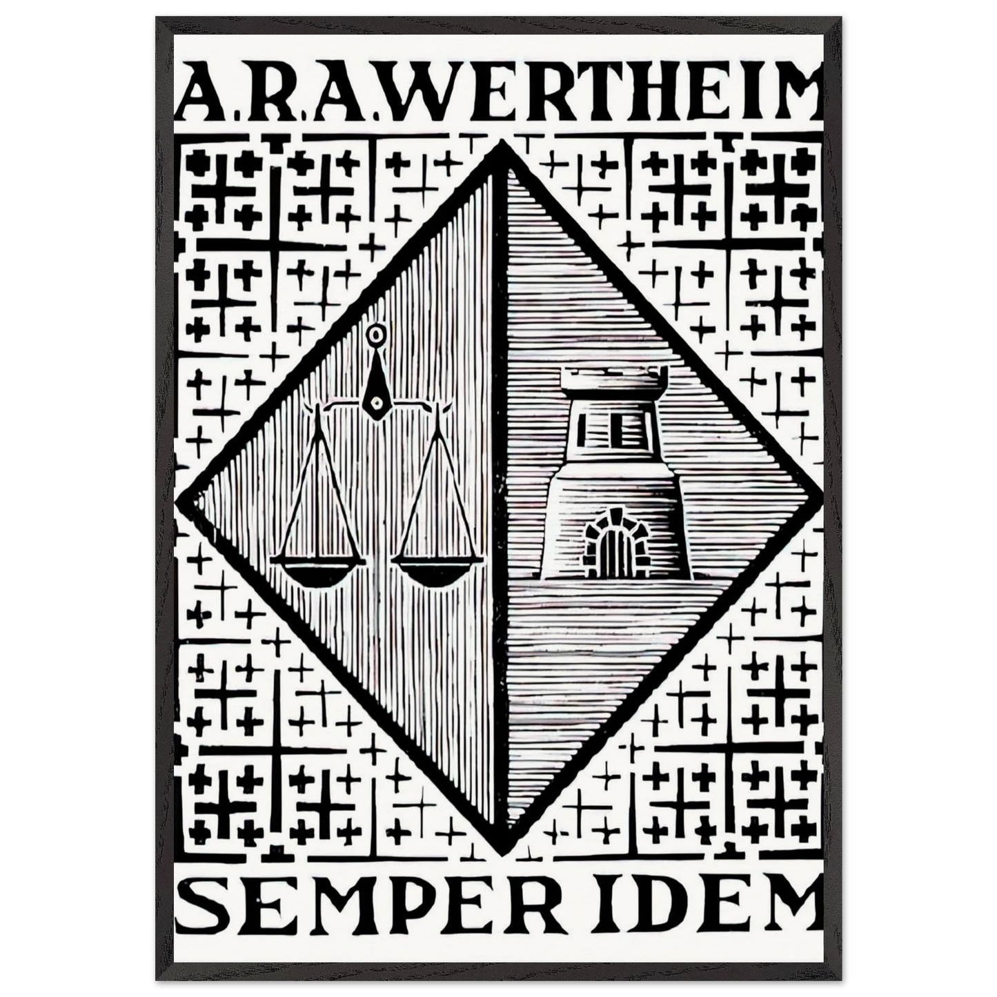BOOKPLATE A R A WERTHEIM - MC Escher Framed Art Print – Black Wooden Frame - Default Title - -Framed Art Print