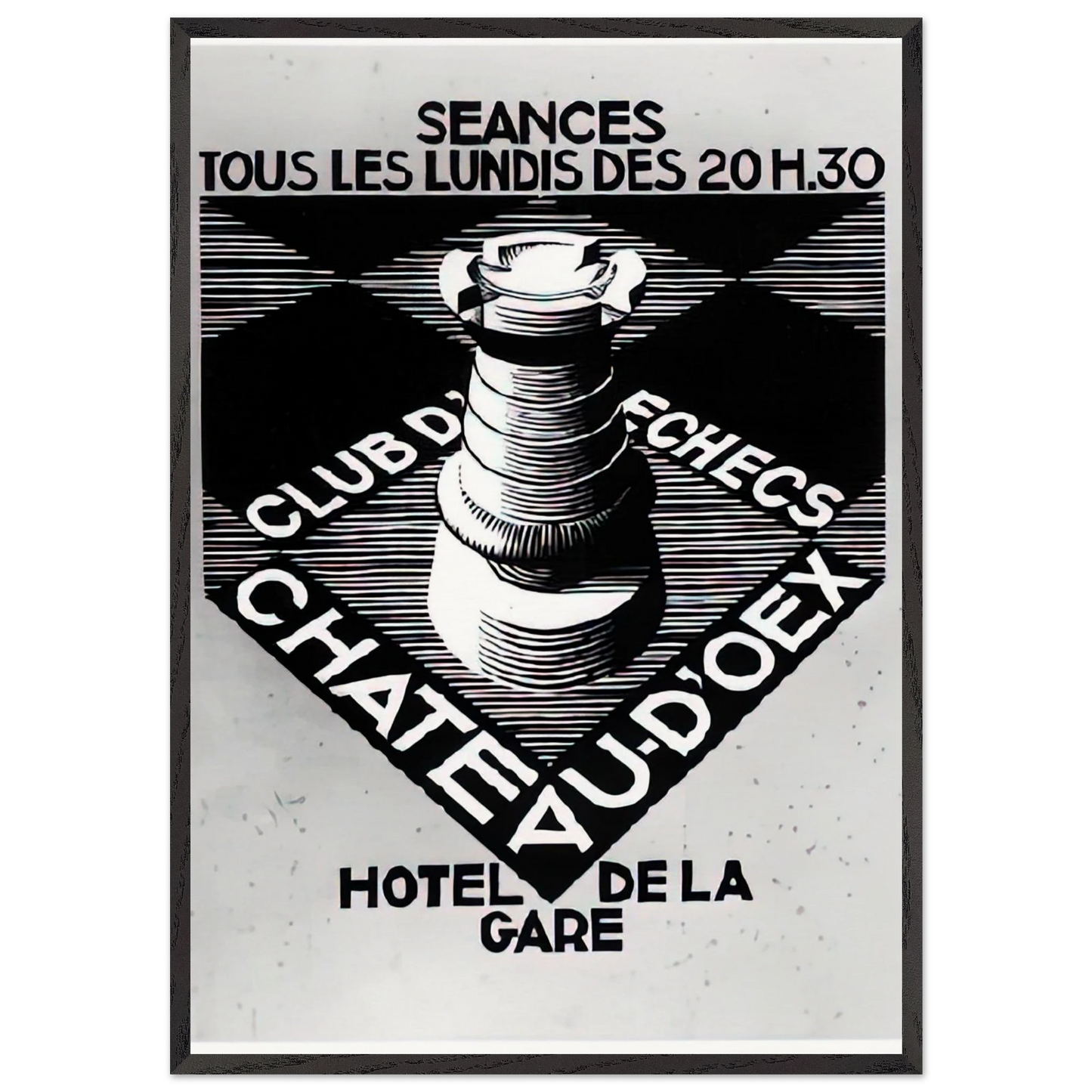 ADVERTISEMENT CHESS CLUB CHATEAU DOEX JULY 1936 1936 - MC Escher Framed Art Print – Black Wooden Frame - Default Title - -Framed Art Print