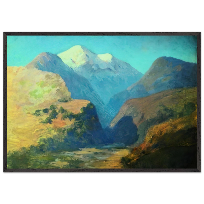 Snowy mountain peaks Caucasus - Arkhyp Kuindzhi 70x100 cm / 28x40 inches Framed Art Print – Black Wooden Frame