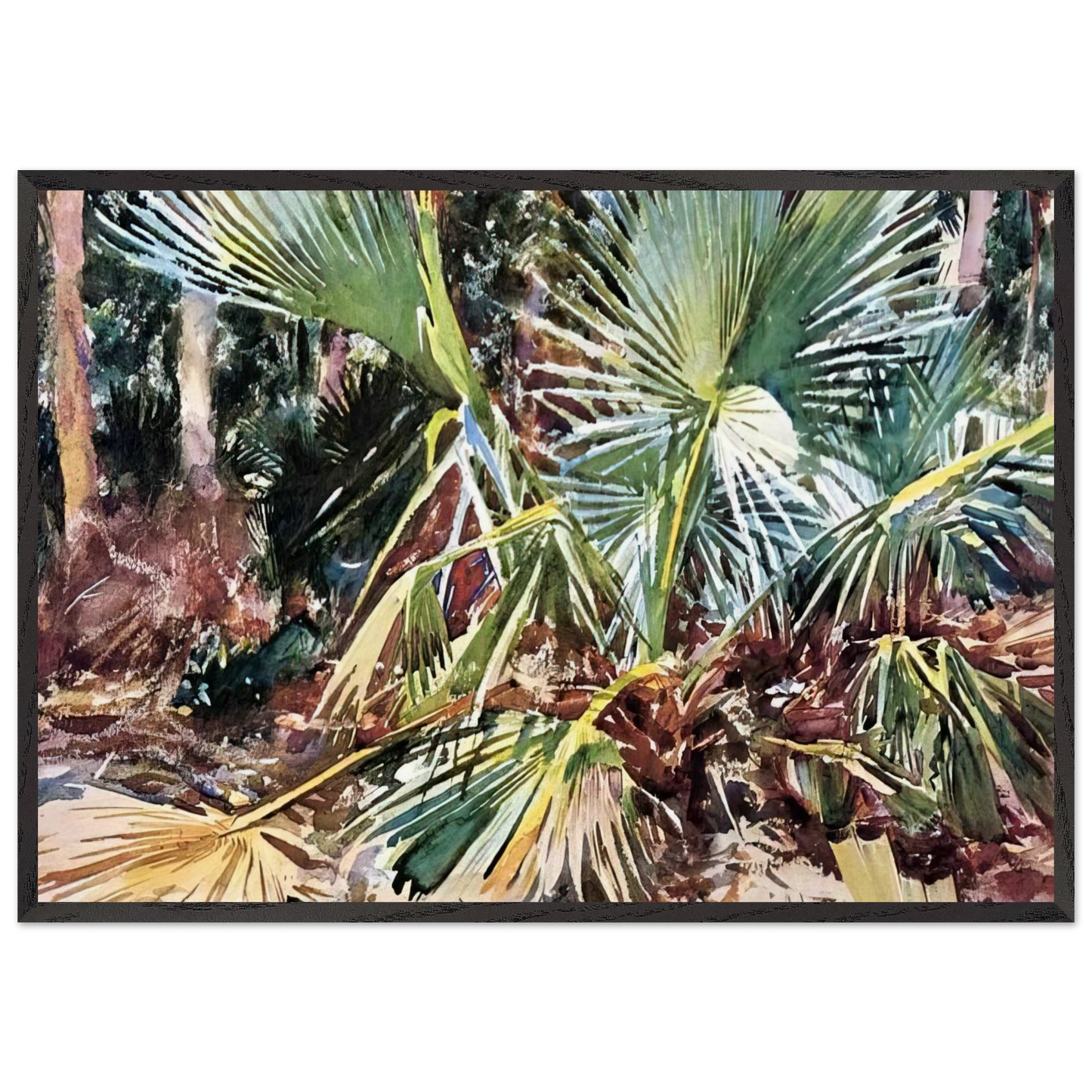 Palmettos Florida - John Singer Sargent 70x100 cm / 28x40 inches Framed Art Print – Black Wooden Frame