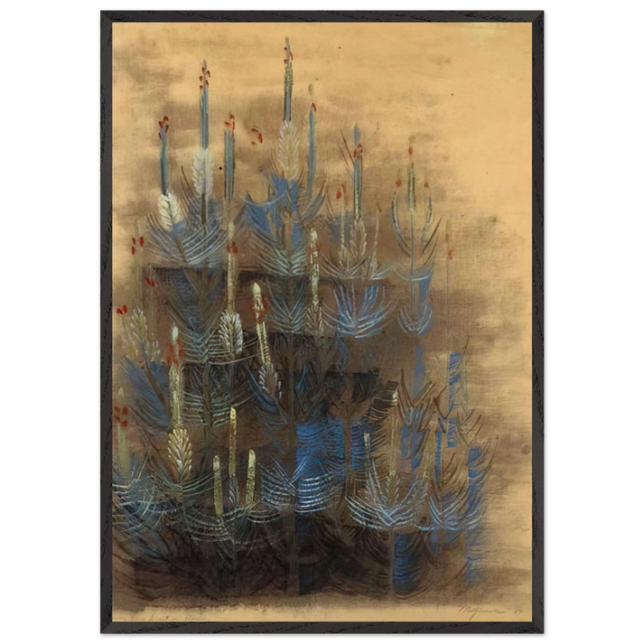 Young forest pine in bloom - 1947 - Morris Graves 70x100 cm / 28x40 inches Framed Art Print – Black Wooden Frame