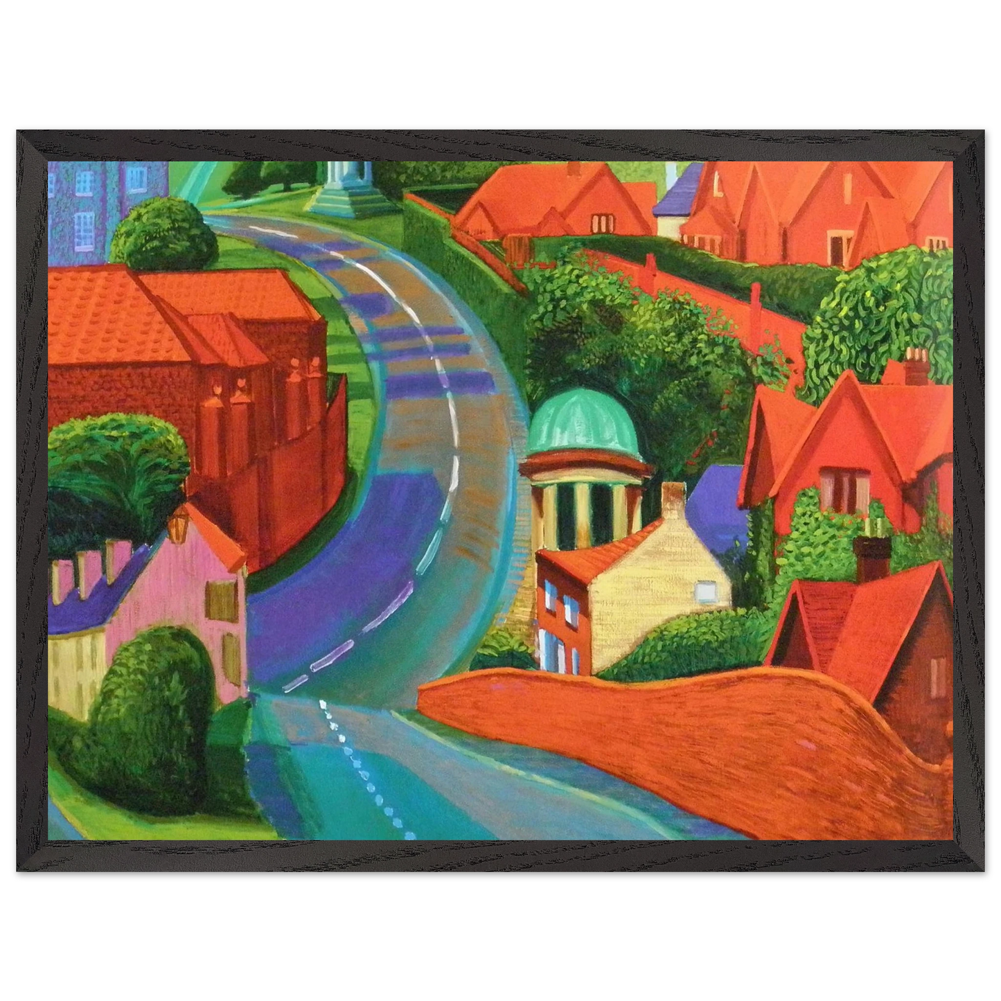 David Hockney - The Road to York Through Sledmere - 27x35 cm / 11x14 inches - Premium Wooden Framed Poster With Fine Art Paper-canvas - Wood frame