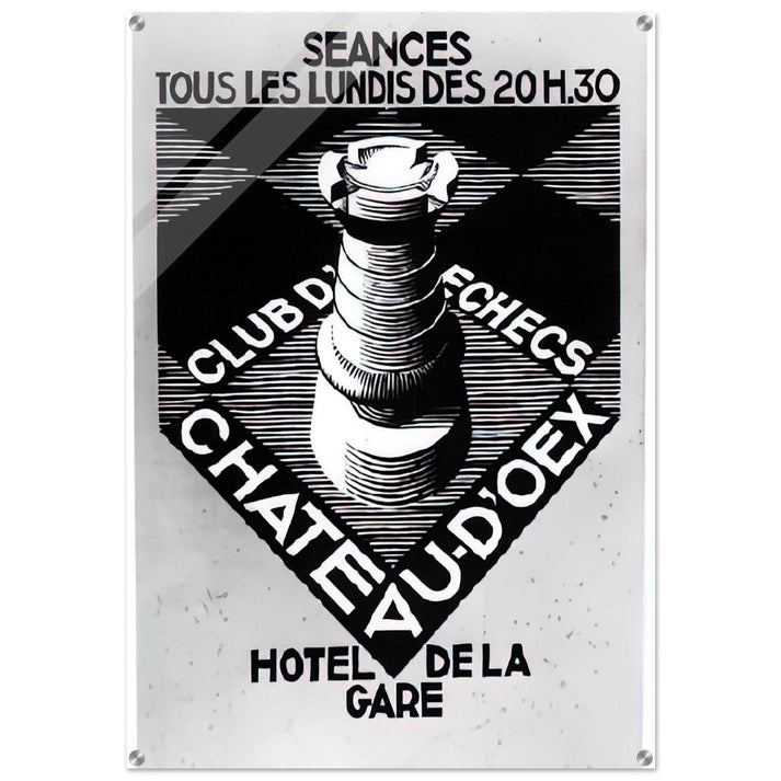 ADVERTISEMENT CHESS CLUB CHATEAU DOEX JULY 1936 1936 - MC Escher Acrylic Print - 70x100 cm / 28x40″ inches | Maurits Cornelis Escher Prints