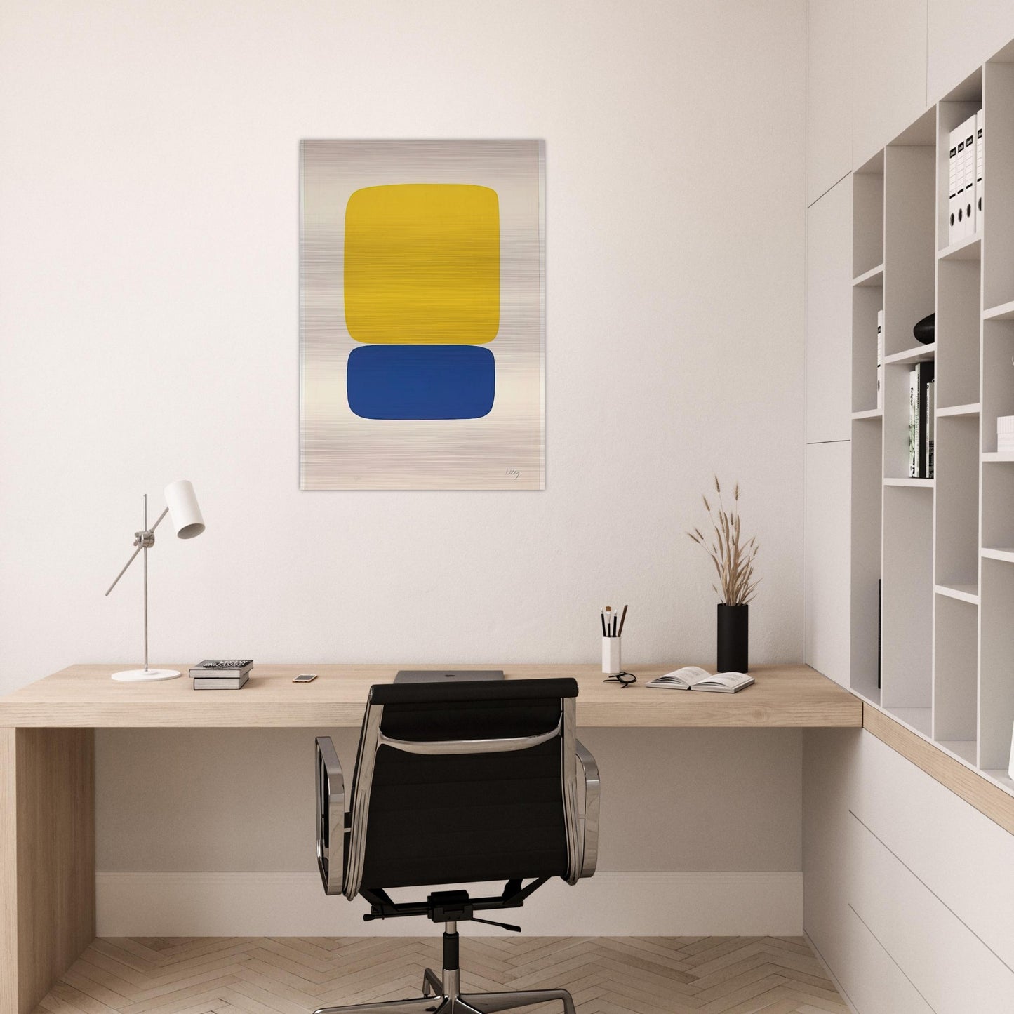 Yellow over Dark Blue - Ellsworth Kelly Brushed Aluminum Print - 70x100 cm / 28x40 inches | Ellsworth Kelly Aluminum Print | Ellsworth Kelly Prints