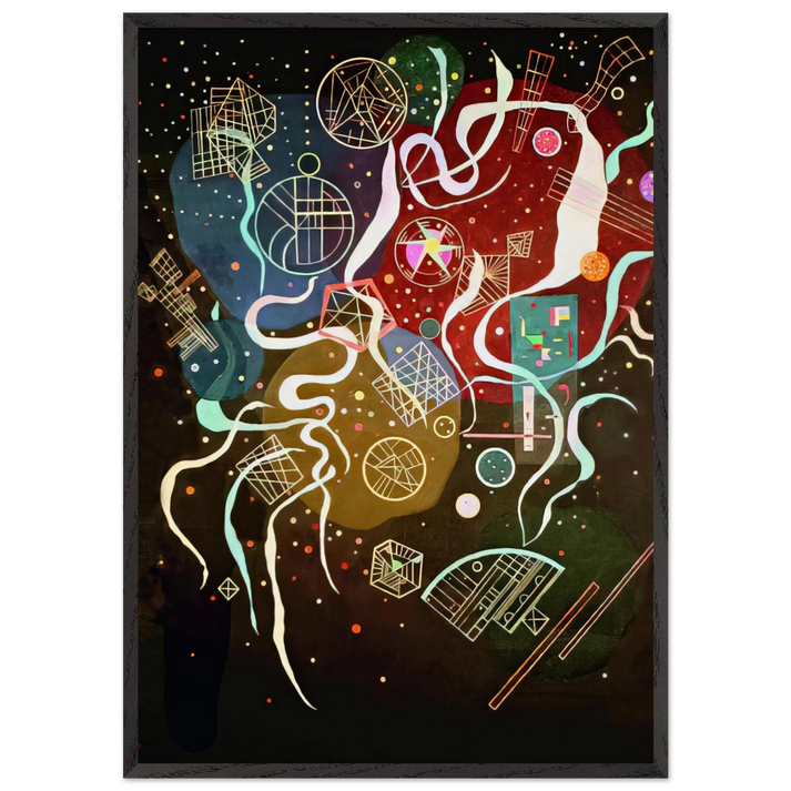 MOVEMENT I 1935 - Wassily Kandinsky 70x100 cm / 28x40 inches Framed Art Print – Black Wooden Frame