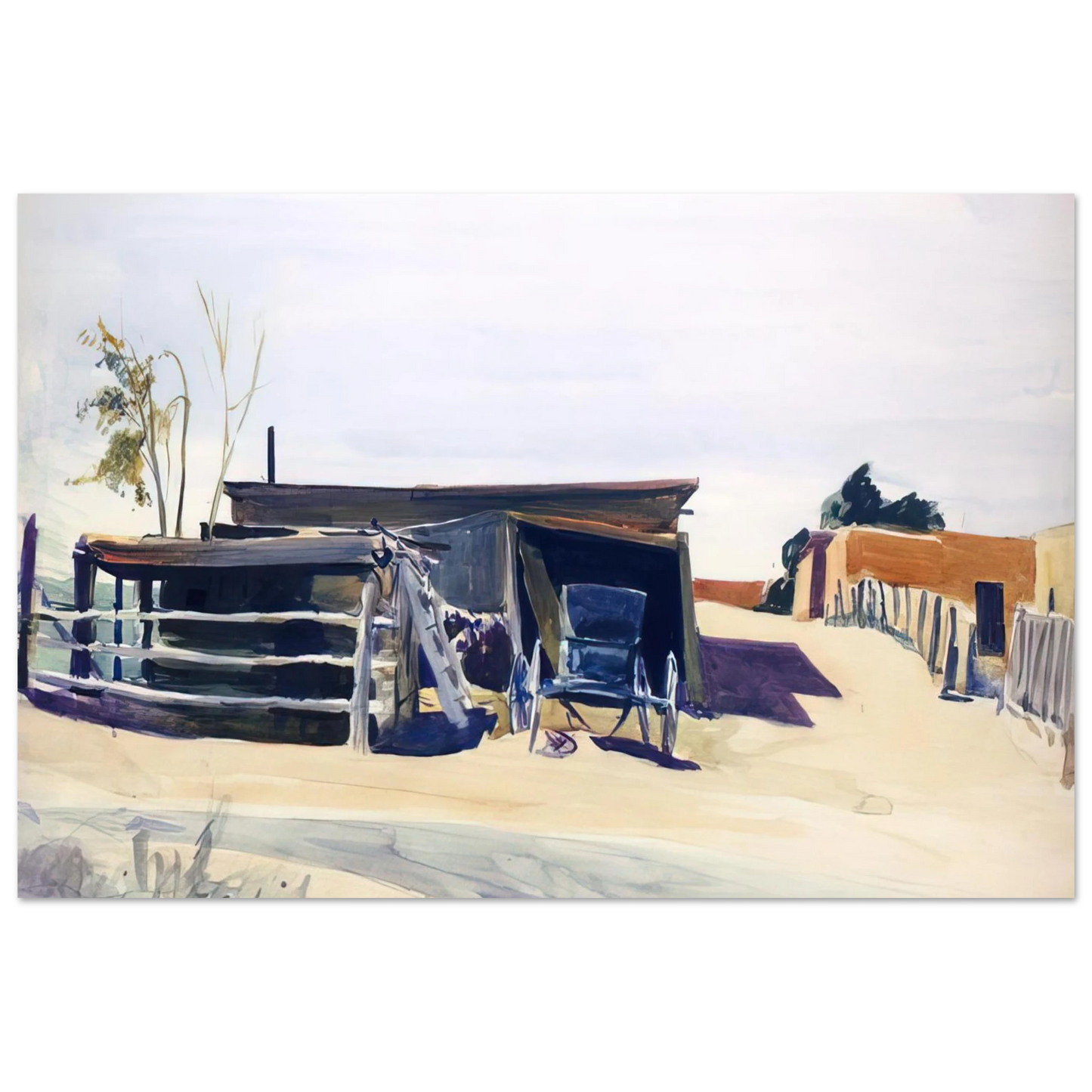 Edward Hopper - Adobes and Shed, New Mexico Fine Art Poster - 40x60 cm / 16x24 inches