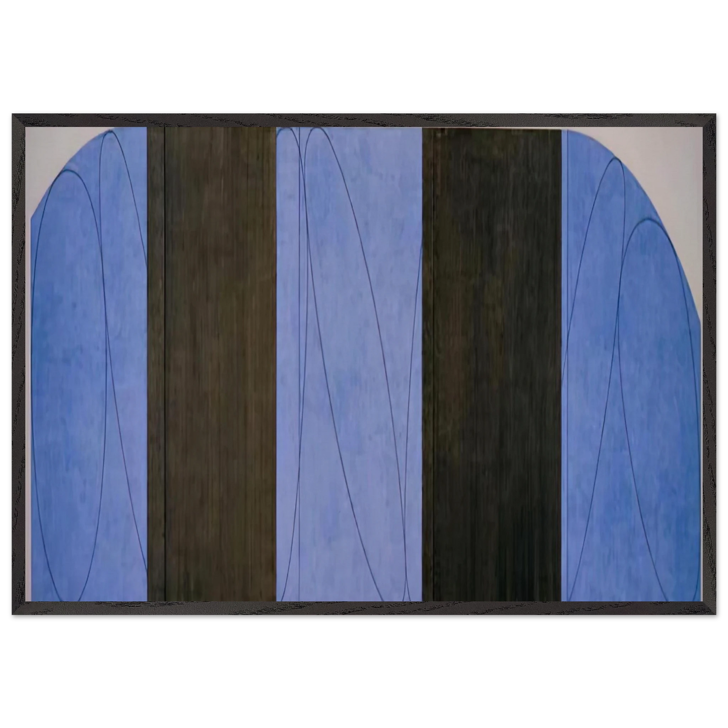 BLUE BLACK FIVE PANEL ZONE PAINTING 1998 - Robert Mangold 70x100 cm / 28x40 inches Framed Art Print – Black Wooden Frame