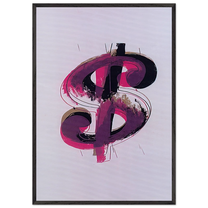Paper Dollar - Andy Warhol 70x100 cm / 28x40 inches Framed Art Print – Black Wooden Frame