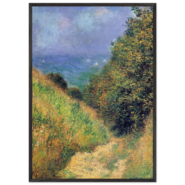 Path at Pourville 02 - claude monet 70x100 cm / 28x40 inches Framed Art Print – Black Wooden Frame