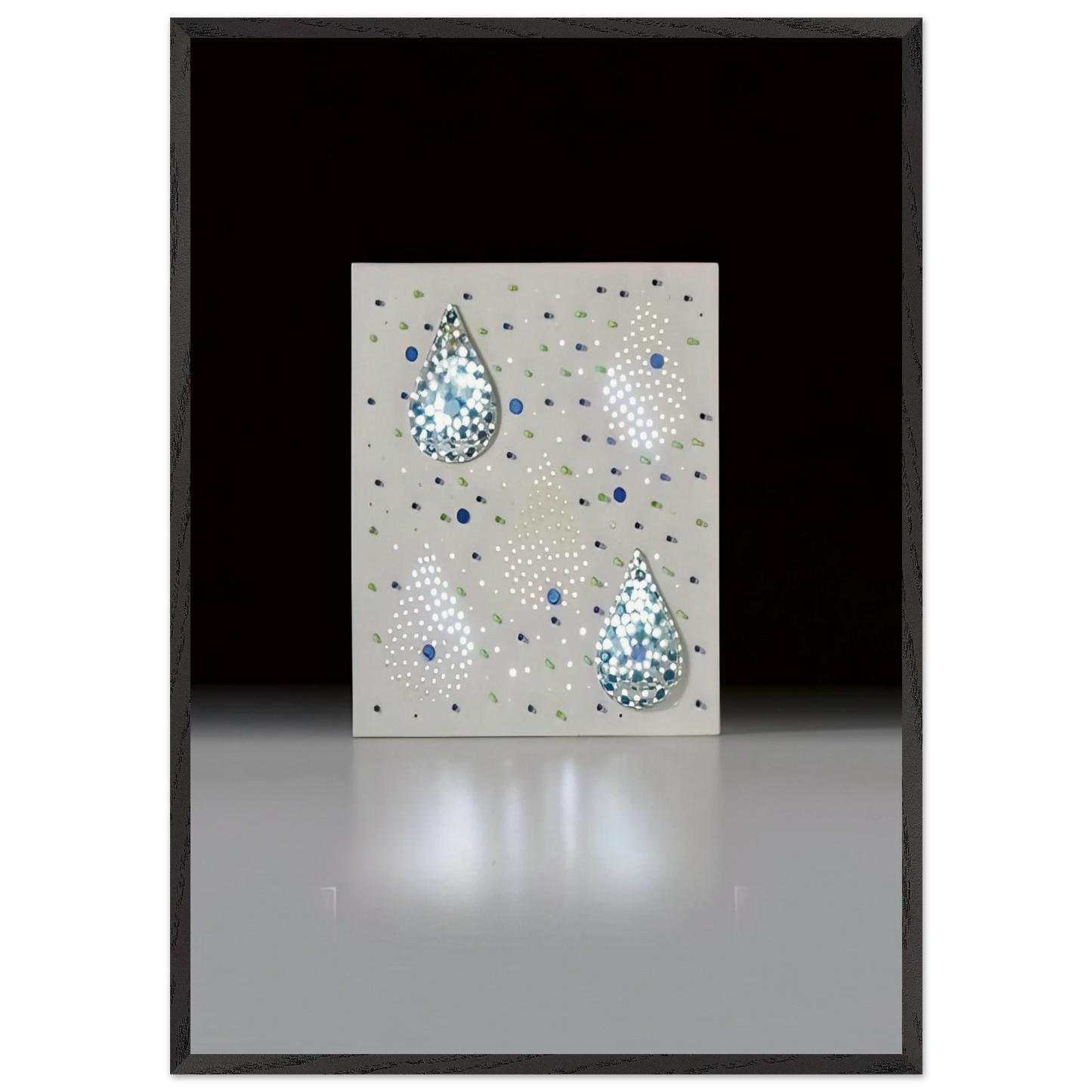 Luminica con dos gotas Composicion con gotas de agua - 1970 - Gyula Kosice 70x100 cm / 28x40 inches Framed Art Print – Black Wooden Frame