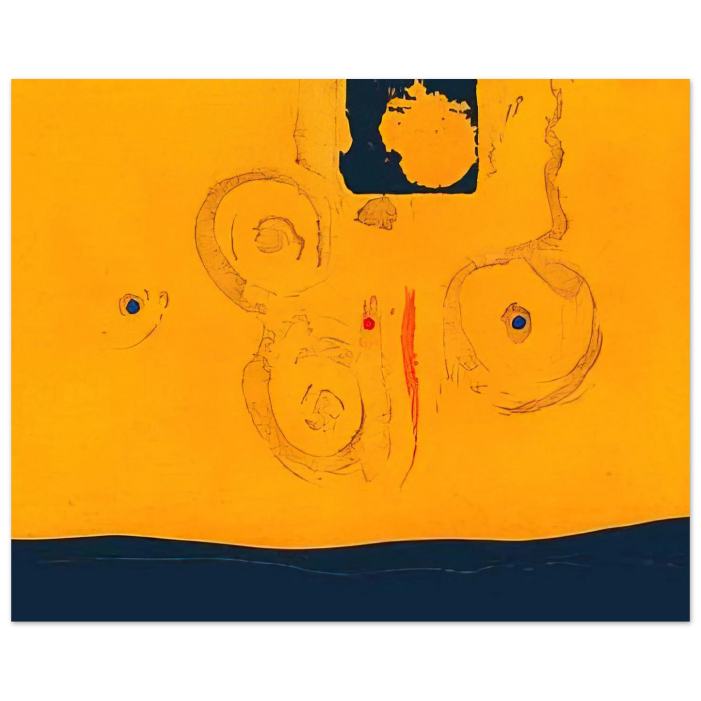 Helen Frankenthaler - Plaza Real - 1988 Wall art - 70x100 cm / 28x40 inches - Premium Wooden Framed Poster With Fine Art Paper - Black frame