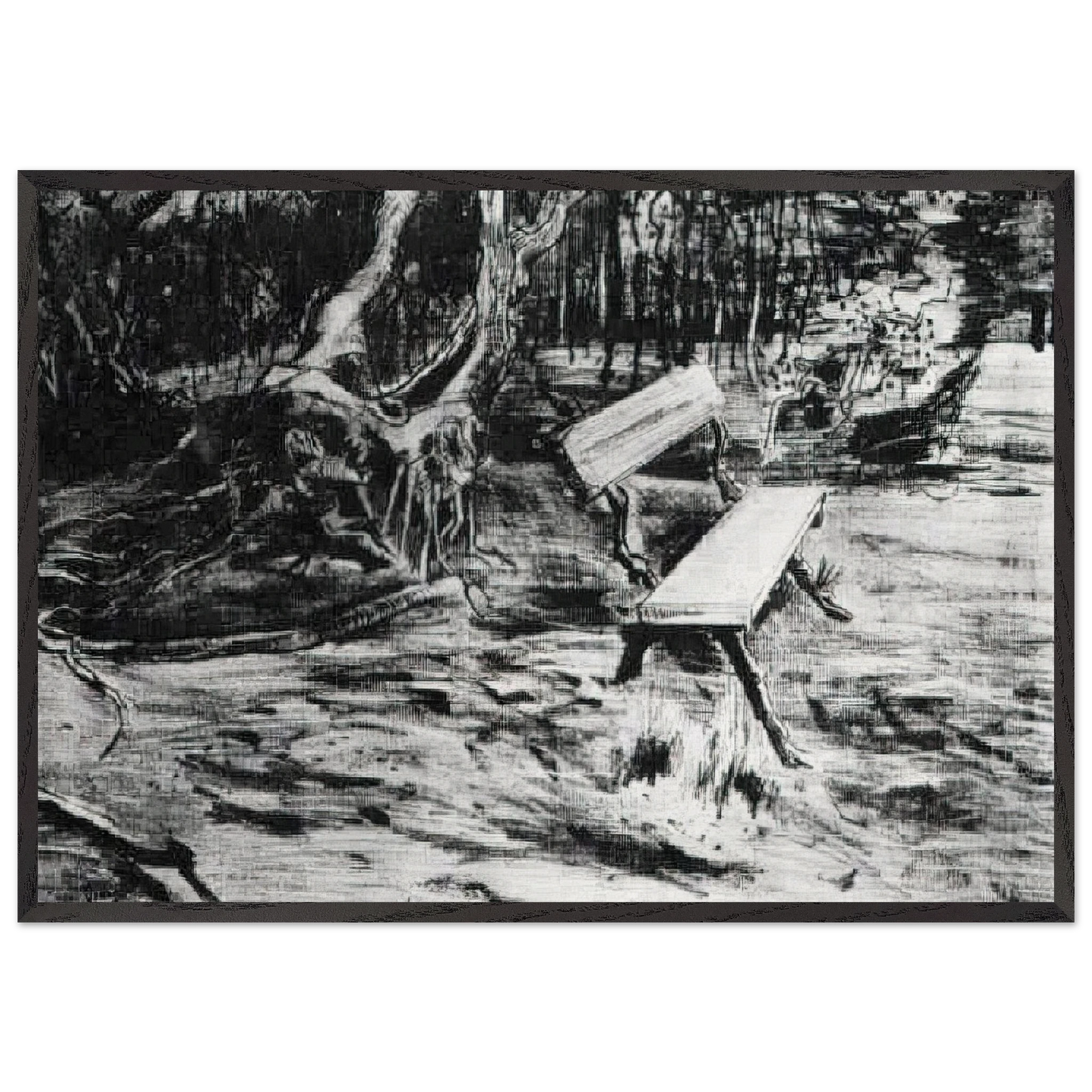 Bench in a Wood - Vincent van Gogh Framed Art Print – Black Wooden Frame - Default Title - -Framed Art Print