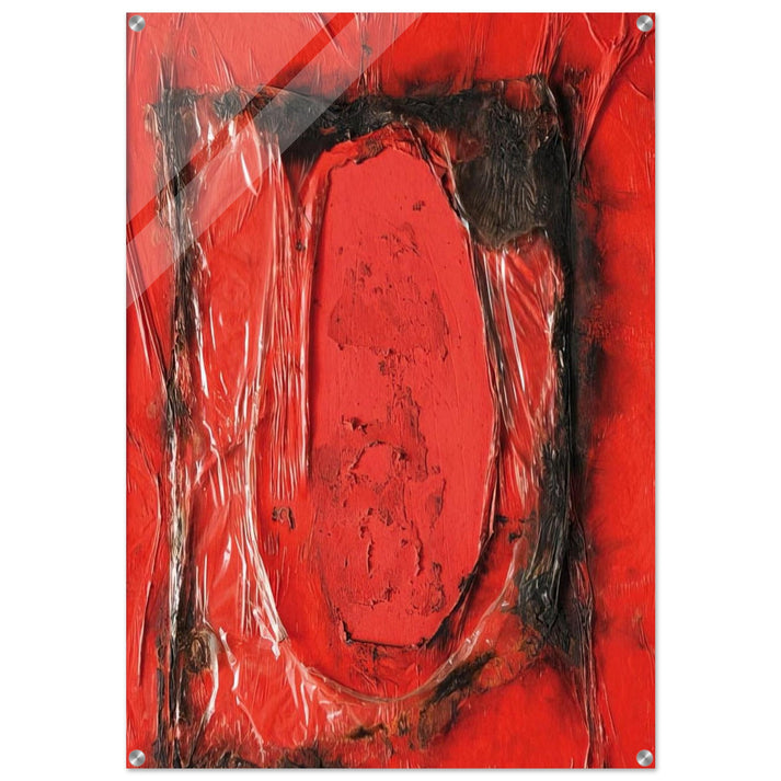 Red Plastic - 1961 - Alberto Burri Acrylic Print - 70x100 cm / 28x40″ inches | Alberto Burri Wall Art | Alberto Burri Prints