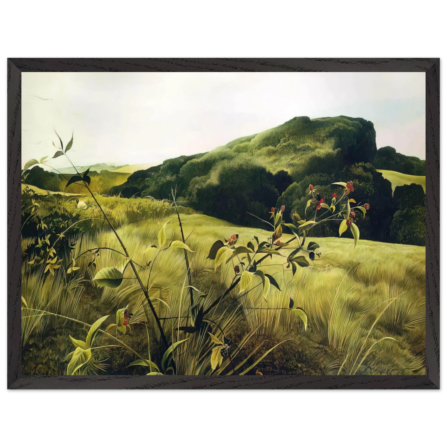 Andrew Wyeth - BLACKBERRY PICKER Wall Art - 60x80 cm / 24x32 inches - Premium Wooden Framed Poster With Fine Art Paper - Wood frame